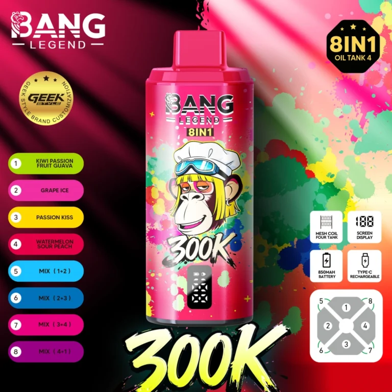 Bang Legend Geek 300K Eldobható Vape - 8 az 1-ben íz
