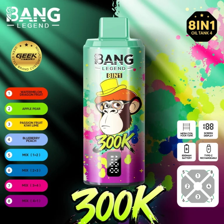 Bang Legend Geek 300K Eldobható Vape - 8 az 1-ben íz