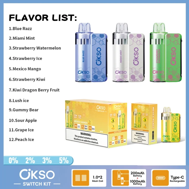 OKSO Switch Pod Vape Kit 50k Fújás Kettős Üzemmód Állítható