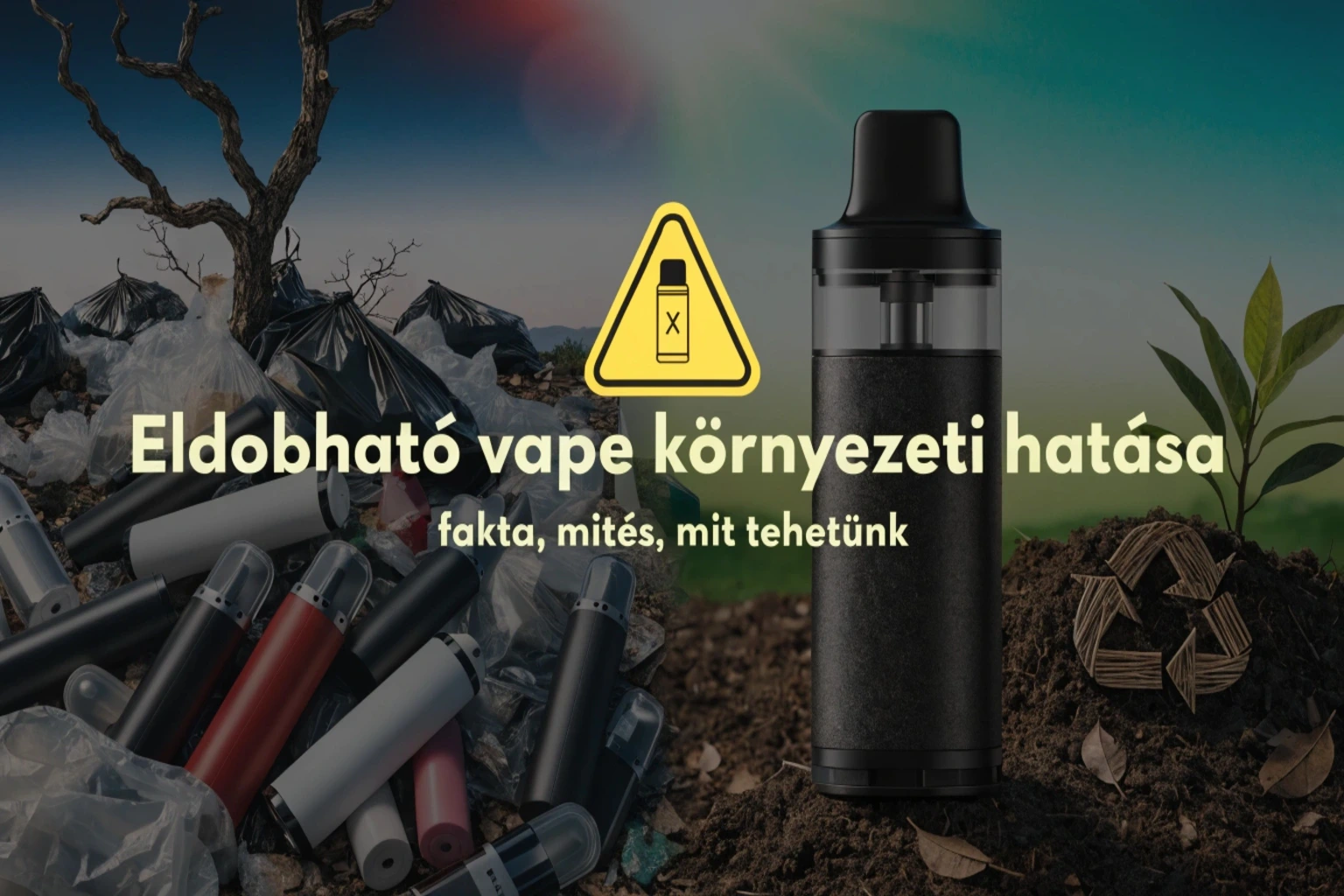 Eldobható vape környezeti hatása – szemétlerakóban heverő készülékek, akkumulátor, műanyag hulladék