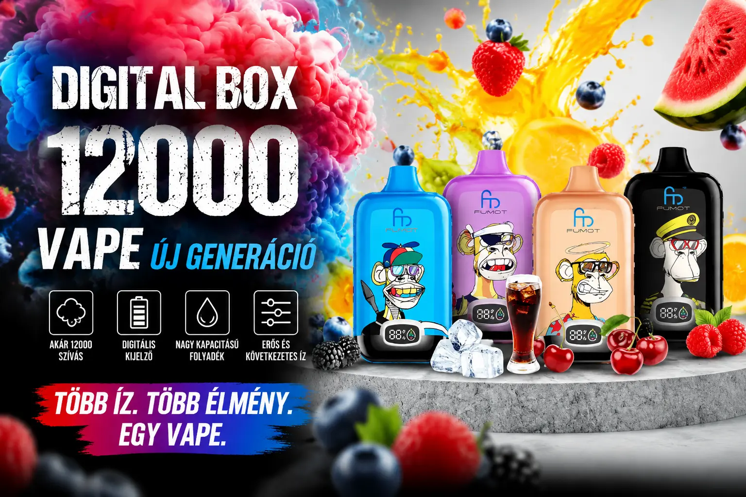 Fumot Digital Box 12000 – LED kijelzős eldobható vape