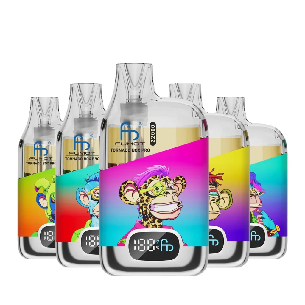 Fumot Tornado Box Pro 22000 disposable vape with transparent oil tank and LED indicator