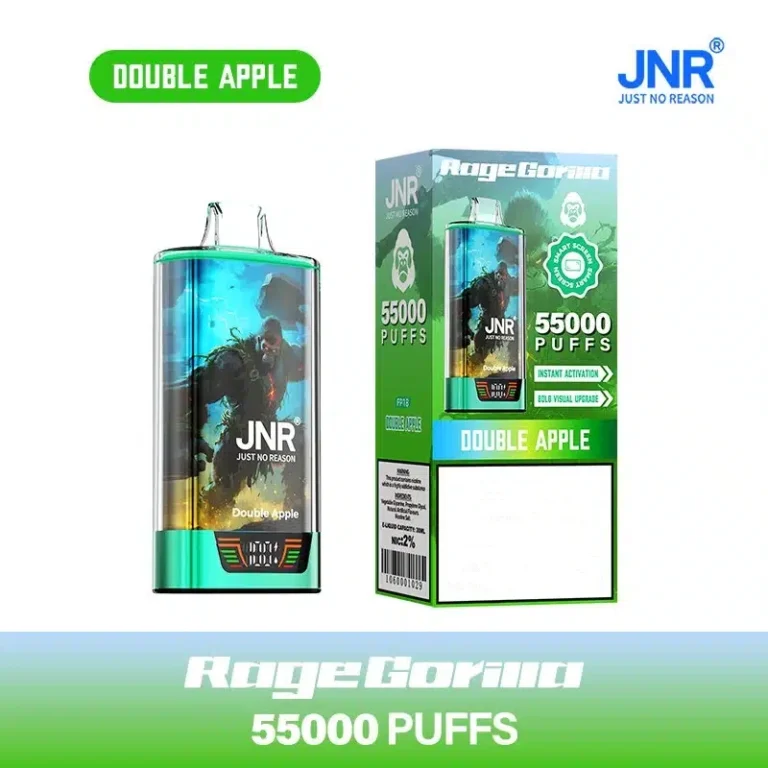 Buy JNR Rage Gorilla 55000 Puffs Disposable Vape in Double Apple . Features 42ml e-oil, dual mesh & smart screen. Australia shipping!
